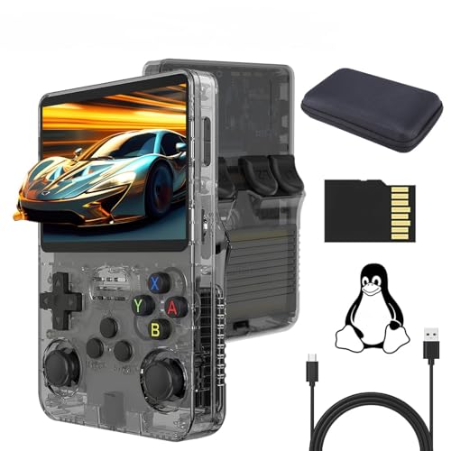 R36S Handheld Spielkonsole, 128G TF Karte 17000+ Spiele Open Source Linux System Retro Handheld Konsole mit Tasche, 10+ Emulatoren 3500mAh Akku 3,5 Zoll IPS Bildschirm Emulator Handheld von Temoo
