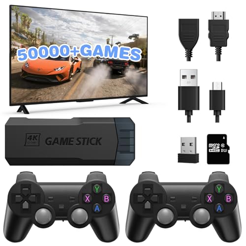 Retro Konsole mit Dual 2.4G Wireless-Controller, Eingebaute Karte 50000+ Spiele Retro Spielekonsole, Retro Console Unterstützt 40+ Simulatoren, 4K Retro Game Console Ausgang für TV-128G von Temoo