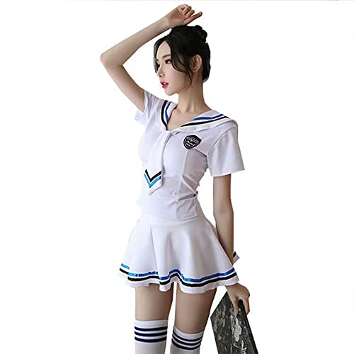 Japanische Cosplay Schulmädchen Uniform sexy Anime Dessous Einheitsgröße Schlafanzug (weiß) von Temptshow