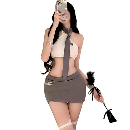 Temptshow Cosplay Sekretärin Unterwäsche für Damen, japanischer Nachtclub, Studentin, Uniform (Grau 1) von Temptshow
