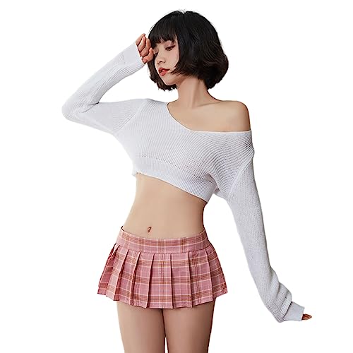 Temptshow Damen Sexy Student Cosplay Kostüme Anime Cute Pyjamas Maskerade Kostüme (weiß), Einheitsgröße von Temptshow