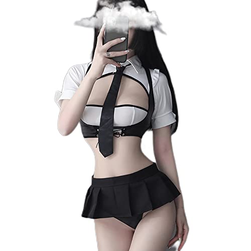 Temptshow Weibliche Sekretärin Cosplay Kostüm Anime Lehrer Professionelle Kleidung Schlafzimmer Unterwäsche (Schwarz und Weiß3), Einheitsgröße von Temptshow
