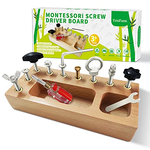 Montessori Spielzeug für 3 4 5 Jahre, Montessori Schraubendreherbrett, Holzspielzeug, Feinmotorik, Sensorisches, für Kleinkinder, Vorschulunterrichtsspielzeug für Kleinkinderreisen von TenFans