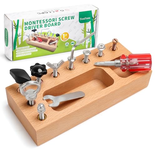 TenFans Montessori Spielzeug für 1 2 3 Jahre, Montessori Schraubendreherbrett, Holzspielzeug, Feinmotorik, Sensorisches, für Kleinkinder, Vorschulunterrichtsspielzeug für Kleinkinderreisen TenFans Montessori Spielzeug für 1 2 3 Jahre, Montessori Schraubendreherbrett, Holzspielzeug, Feinmotorik, Sensorisches, für Kleinkinder, Vorschulunterrichtsspielzeug für Kleinkinderreisen von TenFans