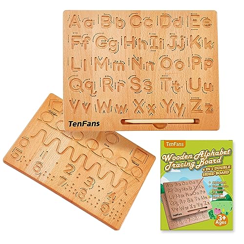 TanFans Holz-Alphabet Schreibtafel - Montessori Lernspielzeug für Vorschulkinder - Feinmotorik fördern - ABC Schreiben lernen - beidseitiges Übungstool - Geschenk für 1-4 Jahre alte Kinder TanFans Holz-Alphabet Schreibtafel - Montessori Lernspielzeug für Vorschulkinder - Feinmotorik fördern - ABC Schreiben lernen - beidseitiges Übungstool - Geschenk für 1-4 Jahre alte Kinder von TenFans