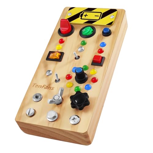 TenFans Busy Board Montessori Spielzeug mit LED-Lichtschalter und Schraubendreher-Tools - Sensorisches Spielzeug für Kleinkinder ab 1 2 3 Jahren - Reiseaktivität und Lernspielzeug zur der Feinmotorik von TenFans