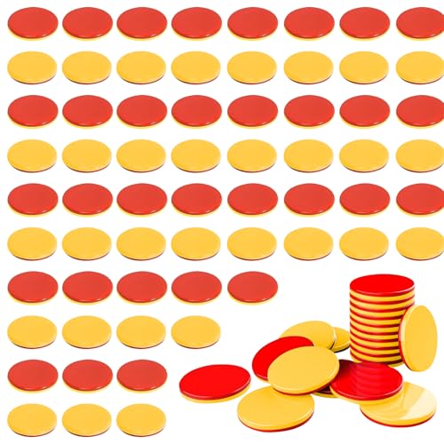 TenaLucy 100 Stück Wendeplättchen,Wendeplättchen Rot Blau Plastik Spielchips Wendeplättchen Zählchips Re Plastic Wendeplättchen Rechenhilfe Mathematik Plättchen Rechenhilfe (Rot und Gelb) von TenaLucy