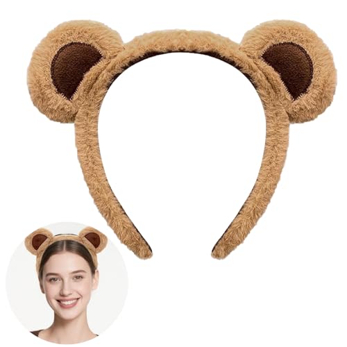 TenaLucy Bärenohren-Stirnbänder,Bärenohren Stirnband Bären Ohren Stirnband bärenohren Niedliche Party Kopfbedeckung Gesichtswäsche Tierkopfbedeckung Haarband (Dunkelbraun) von TenaLucy