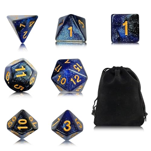 TenaLucy Würfel Set,7 Stück Acryl Polyedrische Würfel DND Würfel Set Dungeons and Dragons Starter Set di Dadi da Tavolo in Poliedrico Dadi Poliedrici,per DND D4 D6 D10 B8 D12 D20 (Dunkelblau) von TenaLucy