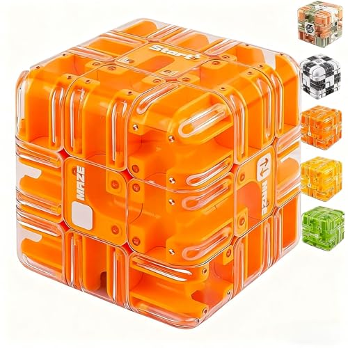 Large Labyrinth 3D Puzzle Maze Cube, Puzzle Maze Cube Challenging Logic Puzzle Ball for Adults Teens (Orange) von Tencipeda