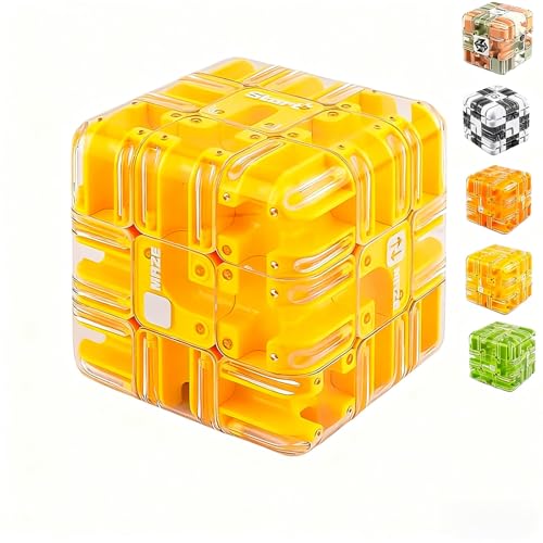 Large Labyrinth 3D Puzzle Maze Cube, Puzzle Maze Cube Challenging Logic Puzzle Ball for Adults Teens (Yellow) von Tencipeda