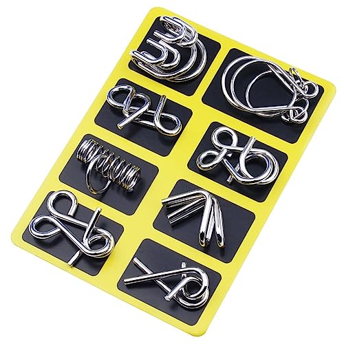 Metal Brain Teaser Puzzles Ring Educational Toys, Brain Teaser Wire Puzzle Game with Pouch for Party Favor Challenge (A) von Tencipeda