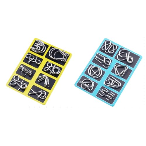 Metal Brain Teaser Puzzles Ring Educational Toys, Brain Teaser Wire Puzzle Game with Pouch for Party Favor Challenge (A+B) von Tencipeda
