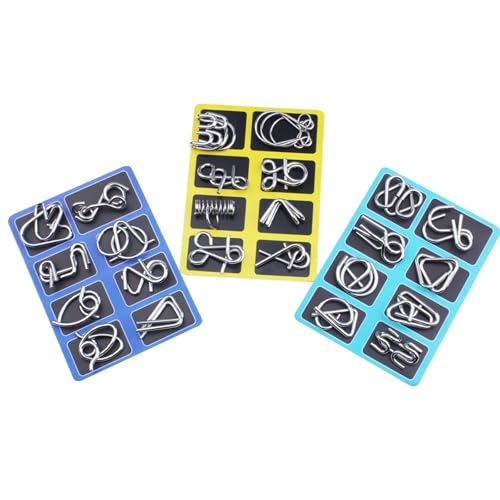Metal Brain Teaser Puzzles Ring Educational Toys, Brain Teaser Wire Puzzle Game with Pouch for Party Favor Challenge (A+B+C) von Tencipeda