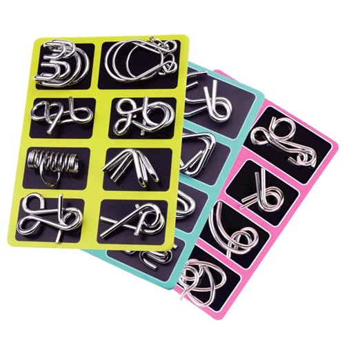 Metal Brain Teaser Puzzles Ring Educational Toys, Brain Teaser Wire Puzzle Game with Pouch for Party Favor Challenge (A+B+D) von Tencipeda