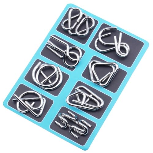 Metal Brain Teaser Puzzles Ring Educational Toys, Brain Teaser Wire Puzzle Game with Pouch for Party Favor Challenge (B) von Tencipeda