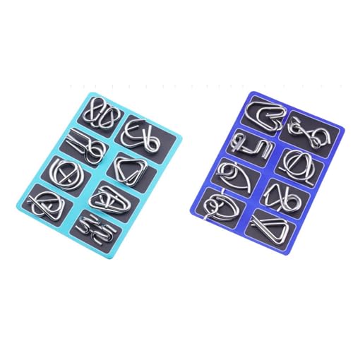 Metal Brain Teaser Puzzles Ring Educational Toys, Brain Teaser Wire Puzzle Game with Pouch for Party Favor Challenge (B+C) von Tencipeda