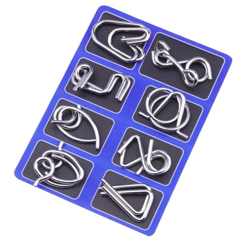 Metal Brain Teaser Puzzles Ring Educational Toys, Brain Teaser Wire Puzzle Game with Pouch for Party Favor Challenge (C) von Tencipeda