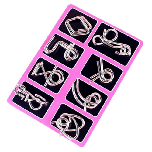 Metal Brain Teaser Puzzles Ring Educational Toys, Brain Teaser Wire Puzzle Game with Pouch for Party Favor Challenge (D) von Tencipeda