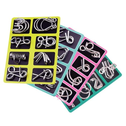 Metal Brain Teaser Puzzles Ring Educational Toys, Brain Teaser Wire Puzzle Game with Pouch for Party Favor Challenge (E) von Tencipeda