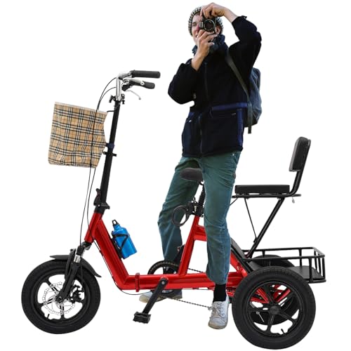14 Zoll Klappbares Dreirad, 3 Räder Fahrrad mit 2Einkaufskorb und Rückenlehne, Lastenfahrrad Faltbares Ideal fürErwachsene & Kinder & Senioren 14 Zoll Klappbares Dreirad, 3 Räder Fahrrad mit 2Einkaufskorb und Rückenlehne, Lastenfahrrad Faltbares Ideal fürErwachsene & Kinder & Senioren von Tenddya