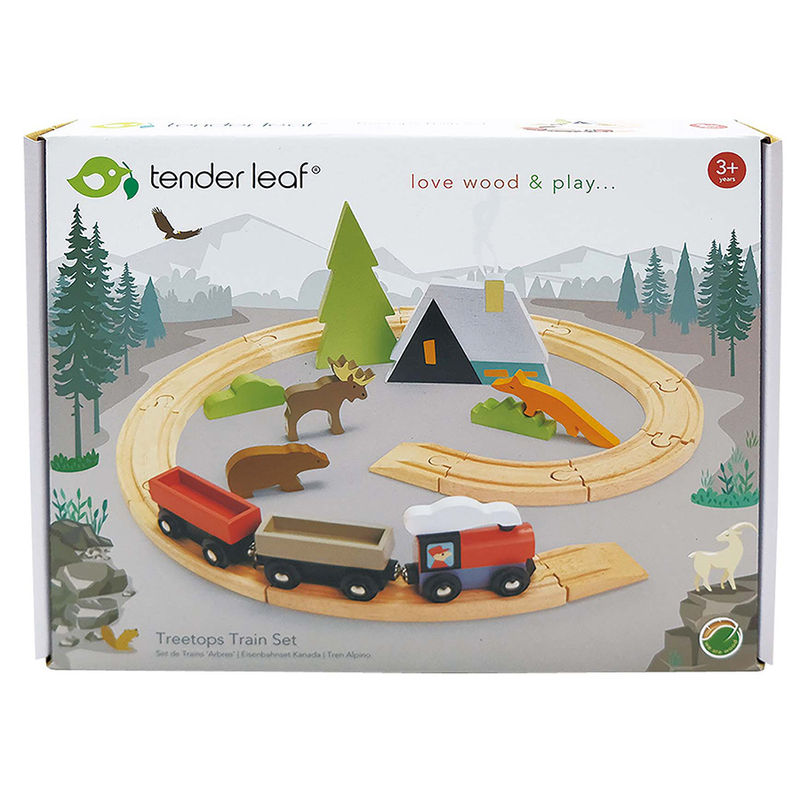 Eisenbahn-Set WILD PINES aus Holz in bunt von Tender Leaf Toys