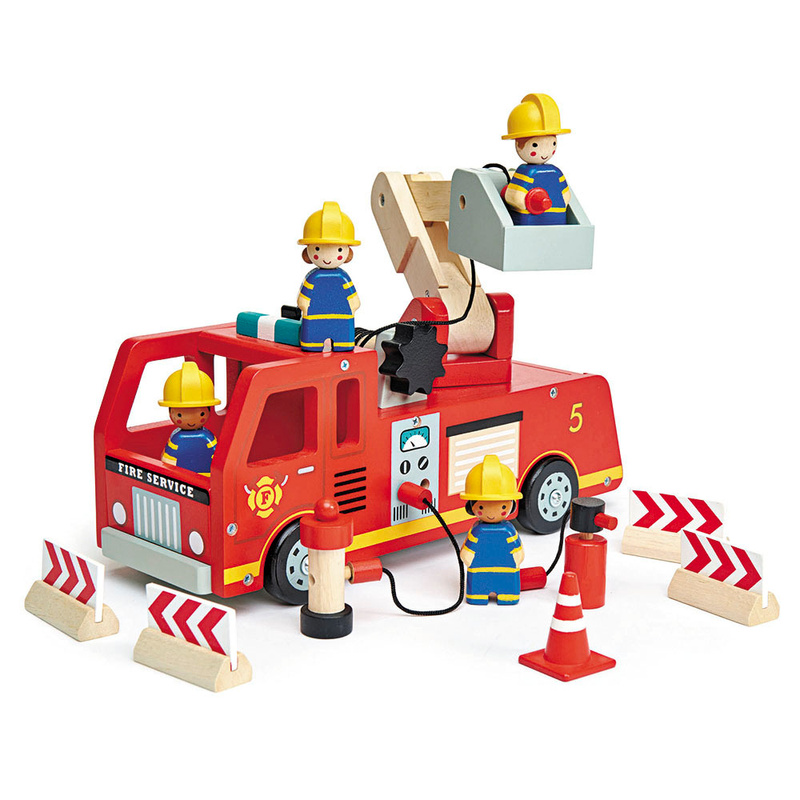 Holz-Auto FIRE SERVICE mit Zubehör von Tender Leaf Toys