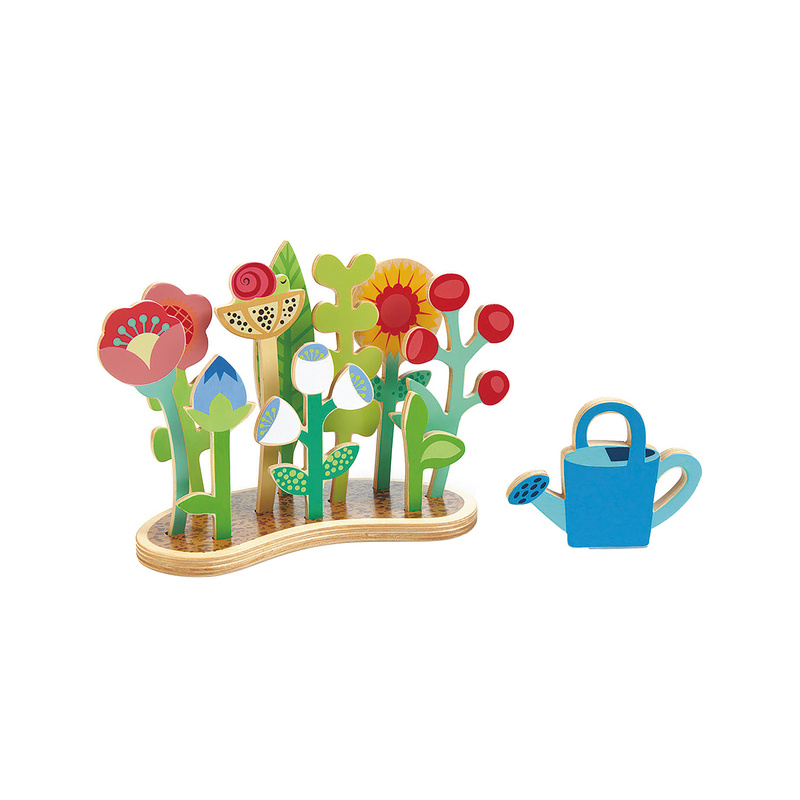 Holz-Spielzeug BLUMENBEET 12-teilig zum Stecken von Tender Leaf Toys