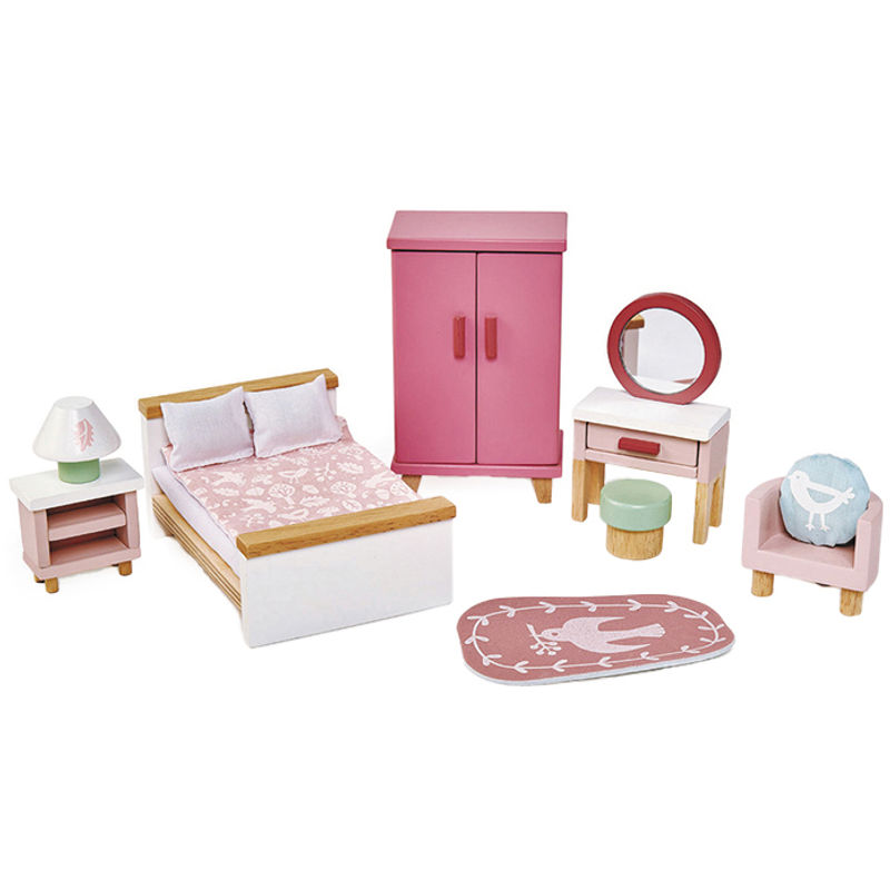 Puppenhaus-Möbel SCHLAFZIMMER 15-teilig von Tender Leaf Toys