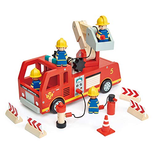 Tender Leaf Toys Feuerwehrauto (Material Holz, Kinderspielzeug, fördert die Feinmotorik, Bunt) 7508367 von Tender Leaf Toys