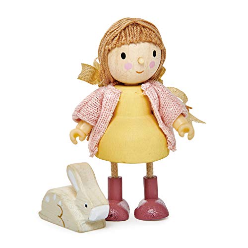 Tender Leaf Toys Amy & Hase (Holzspielzeug, Puppe mit Hase, Material Holz, Kinderspielzeug, unterstützt die Feinmotorik, Bunt) 7508146 von Tender Leaf Toys