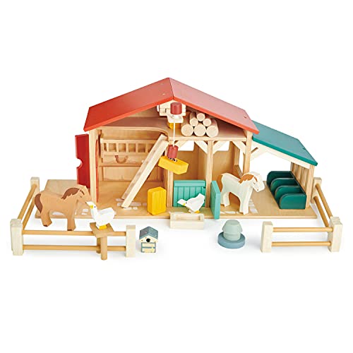 Tender Leaf Toys Bauernhof-Set aus Holz – komplett mit Hofzaun-Tieren und viel Zubehör – fantasievolles Spielen für Kinder ab 3 Jahren von Tender Leaf Toys
