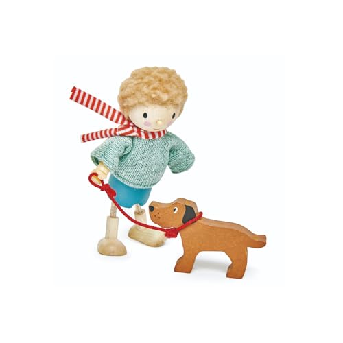 Tender Leaf Toys Mr. Goodwood & Hund (Material Holz, Kinderspielzeug, Puppe mit Hund, biegsame Beine, Mini-Spielzeug) 7508143 von Tender Leaf Toys