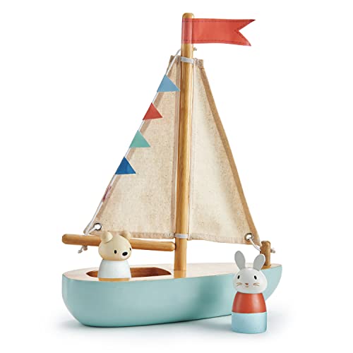 Tender Leaf Toys Segelboot aus Holz mit Wimpelkette und Zwei tierischen Matrosenpuppen - fantasievolles Spielen und Sprachentwicklung für Kinder Tender Leaf Toys Segelboot aus Holz mit Wimpelkette und Zwei tierischen Matrosenpuppen - fantasievolles Spielen und Sprachentwicklung für Kinder von Tender Leaf Toys