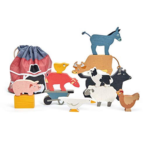 Tender Leaf Toys Stapelspiel Bauernhof (Holzspielzeug, Material Holz, Kinderspielzeug, unterstützt die Feinmotorik, Bunt) 7508480 von Tender Leaf Toys
