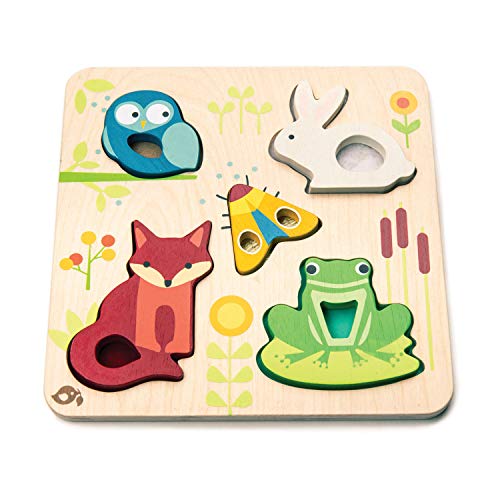 Tender Leaf Toys - Touchy Feely Animals - 5-teiliges Holzform-Puzzle - Fördert die Sprachentwicklung - Kinder ab 18 Monaten von Tender Leaf Toys