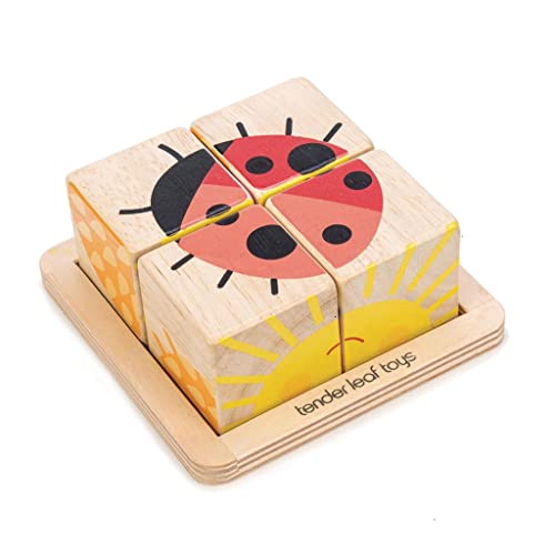 Tender Leaf Toys Würfelpuzzle 4 Teilig (Holzspielzeug, Material Holz, Kinderspielzeug, unterstützt die Feinmotorik, Bunt) 7508452 von Tender Leaf Toys
