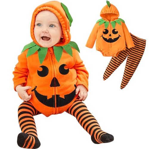 2-Teiliges Set Halloween Kostüm Baby Unisex, Süßes Kürbis kostüm für Babys, Lange Ärmel Baumwolle Baby Halloween Kostüm, Halloween Kostüm für Kleinkinder Von 0-18 Monaten - Faschingskostüm 2-Teiliges Set Halloween Kostüm Baby Unisex, Süßes Kürbis kostüm für Babys, Lange Ärmel Baumwolle Baby Halloween Kostüm, Halloween Kostüm für Kleinkinder Von 0-18 Monaten - Faschingskostüm von TenhCreek