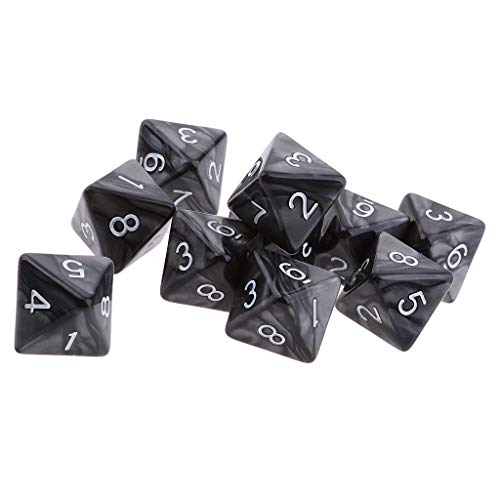 Tenlacum 10 x 8-seitige Würfel, D8, polyedrische Würfel für Dungeons and Dragons, Rollenspiele, Würfel, Geschenk (schwarz) von Tenlacum