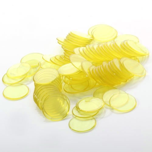 Tenlacum Bingo-Chips aus Kunststoff, transparent, Gelb, 100 Stück von Tenlacum