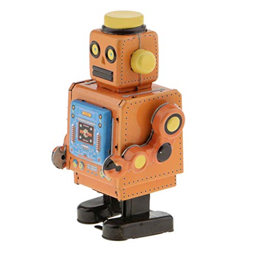 Tenlacum Mechanische Blechdose zum Aufziehen, Roboter, Spielzeug, Geschenk, Sammlerstücke, Gelb, 10 cm von Tenlacum