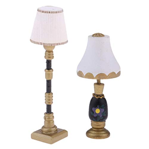 Tenlacum Mini-Tischlampe / Stehlampe, modernes Design, mit weißer Lichtabdeckung, für Puppenhaus-Zubehör im Maßstab 1:12 von Tenlacum