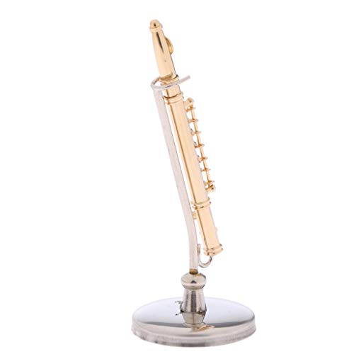 Tenlacum Miniatur-Kupferflöte im Maßstab 1:12, Musikinstrument mit Box, Puppenhaus, Musikzimmer-Dekoration von Tenlacum