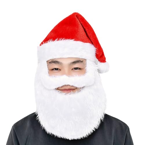 Teogneot Santa Claus Hat with Beard, Plush Christmas Costume Headwear, Fun Father Christmas Disguise Costume Teogneot Santa Claus Hat with Beard, Plush Christmas Costume Headwear, Fun Father Christmas Disguise Costume von Teogneot
