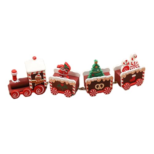 Weihnachtszug Roter Weihnachten Zug Deko Weihachtszug Mini Holz Eisenbahn,20 * 2,5 * 4,5 cm von Teogneot