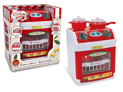 Teorema 2-in-1 Geschirrspüler und Herd, Spielzeug für Kinder, mit Licht und Sound, Tür zum Öffnen, mit Zubehör, Batterien im Lieferumfang enthalten von Teorema Giocattoli