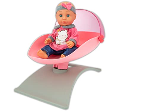 Teorema 66688 - Spielpuppe Weiblich mit Stimme, trinkt und pinkeln, spielt Verse ab, inklusive Süßes Nanna Set mit Einer Babyschale zum Wiegen und Spieluhr mit Melodien von Teorema Giocattoli