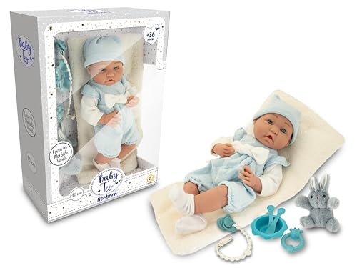 Teorema Giocattoli, Baby Teo Neoborn, lebensechte Puppe, 40 cm, mit weichem Vinyl-Körper, Puppe für Mädchen, komplett mit Zubehör, Schnuller, Plüsch, Geschenkidee von Teorema Giocattoli
