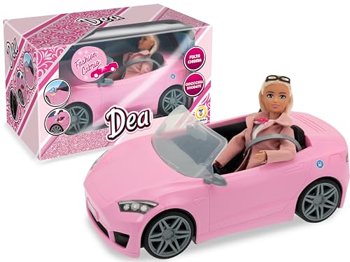 Teorema Giocattoli, Göttin Puppe mit rosa Cabrio Auto, Fashion Puppe beweglich mit eleganter Kleidung, Spielzeugauto mit realistischen Details, komplettes Set für Mädchen 3 Jahre + von Teorema Giocattoli