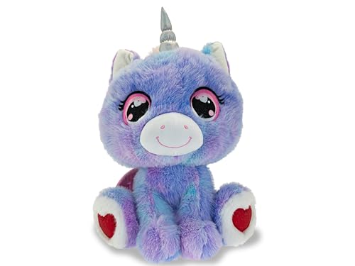 Teorema Giocattoli, Umweltfreundliches Einhorn-Plüschtier mit großen Glitzeraugen, weiche Plüschpuppe Violett 45 cm, Mädchen von Teorema Giocattoli